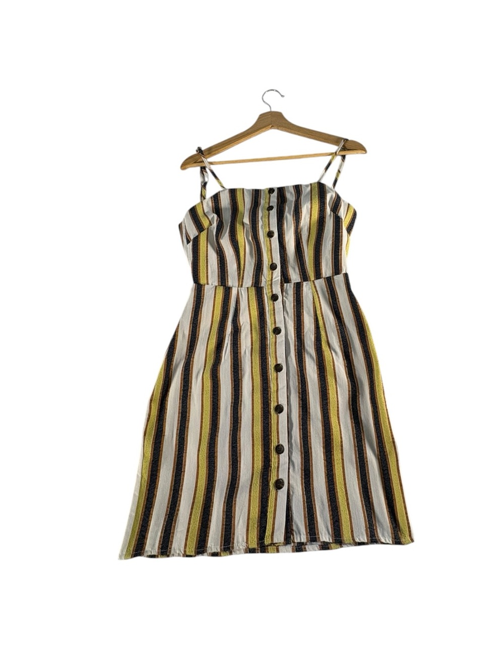 Paper Heart Striped Button Front Open Back Mini Dress Boho Cottagecore Size 6